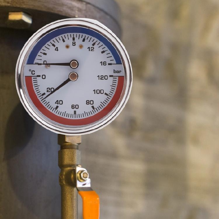 0-120℃ Pressure Gauges for Floor Heating 1/4inch Thermomanometer Boiler Temperature Pressure Gauges Metal