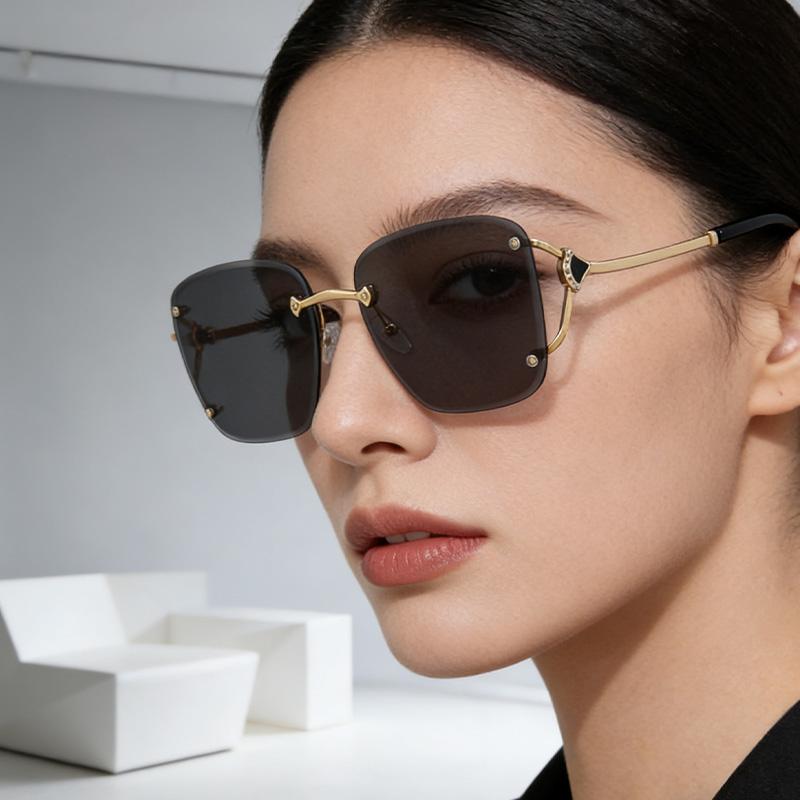 Square Metal Frameless Design Sunglasses for Men and Women Fashion Trendy Outdoor Sunscreen Sunshade Glasses