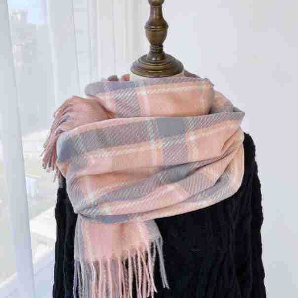 

Клетчатый шарф женский осенне-зимний новый высококачественный длинный стиль студенческая парная шаль теплый и толстый шарф с кисточками 180*68cm