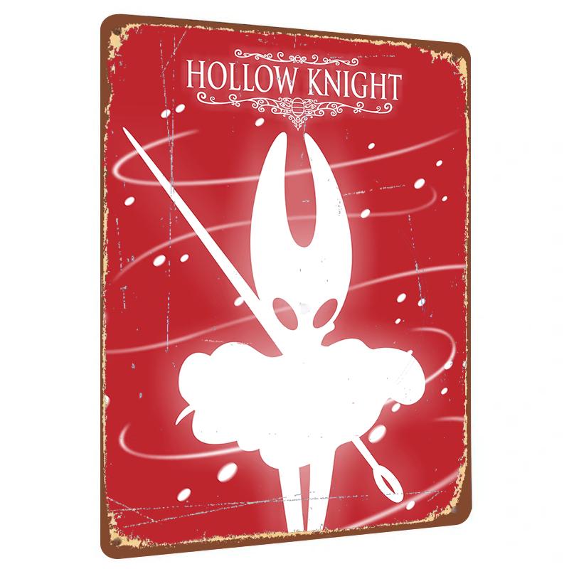 

Hollow Knight Character Silhouette Metal Wall Art Red Background Decorative Iron Painting for Game Fans 20x30cm（7.8x11.8inch）