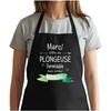 Kitchen Apron - Thank You Unforgettable Dishwasher Woman - Black - Cotton - Breton Print