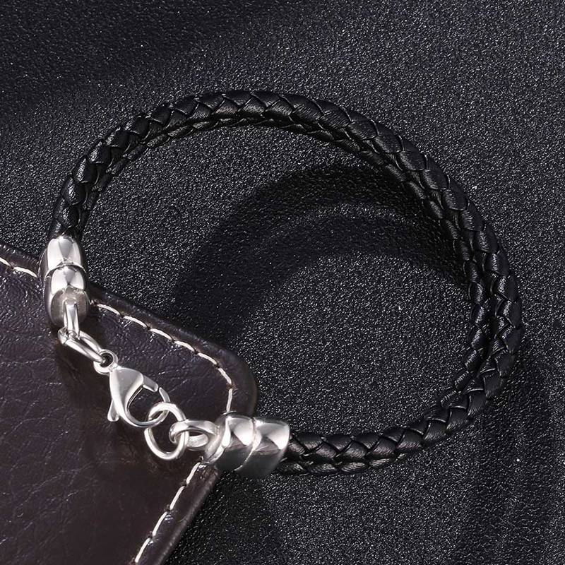 Black Double Leather Chain Charm Bracelet Fits Lobster Clasp Bracelets For Women Lover Jewelry Gift BB1092
