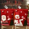 Christmas Chair Cover Cartoon Santa Snowman Chair Sleeve Back Decor Ornament 2024 New Year Holiday Home Decorations