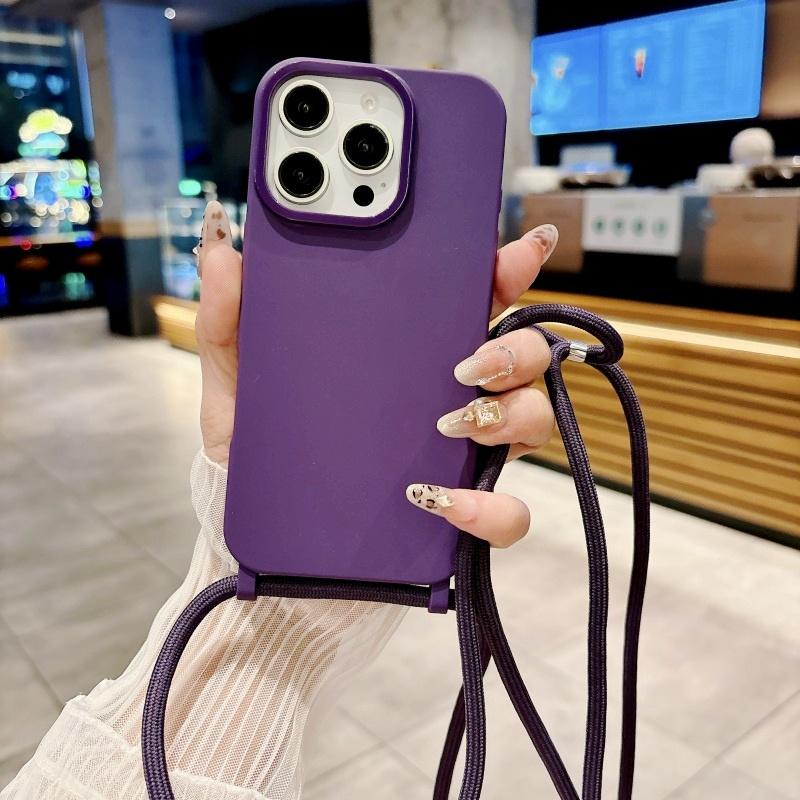 Simple Lanyard Case For iPhone 17 16 Pro Max 11 12 13 14 15 Plus Shockproof Crossbody Cord Strap Soft TPU Back Candy Thin Cover