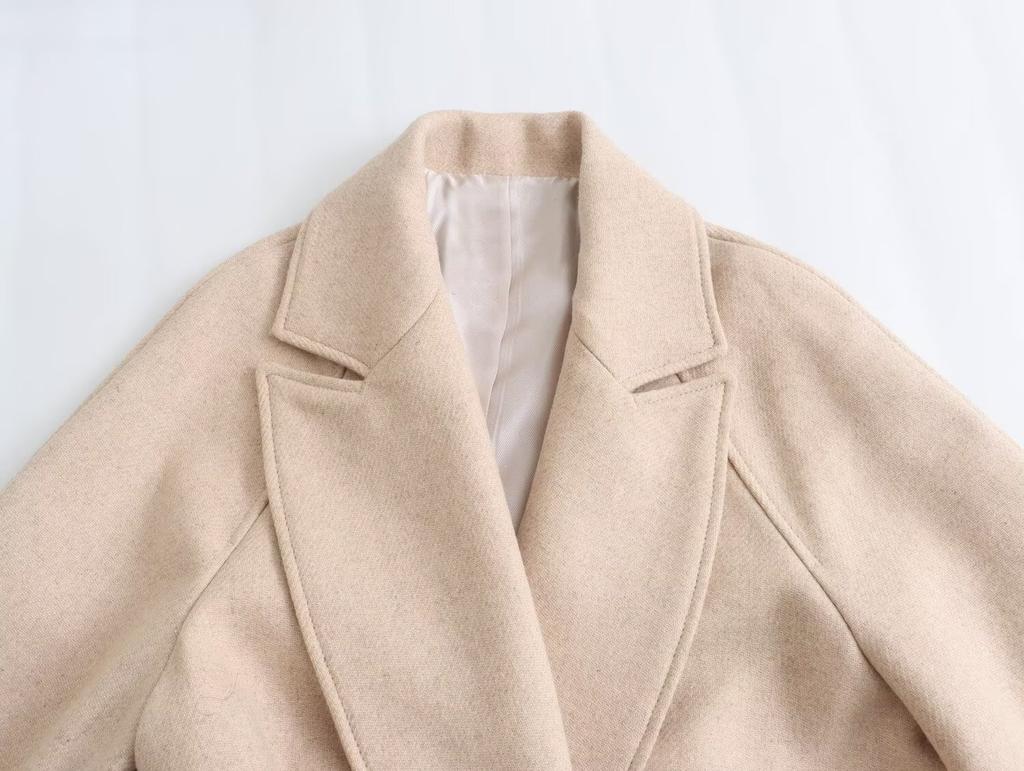 European and American style, new women's clothing, versatile, fashionable with belt woolen coat 2052142