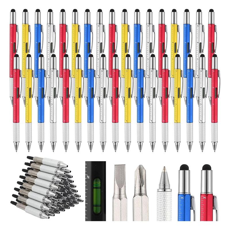 

M-Modern-Men s Tool Pen 6 In 1 Screwdriver Pen Bulk Multi-Function Pen With Refill Ruler Level Ballpoint Pen
