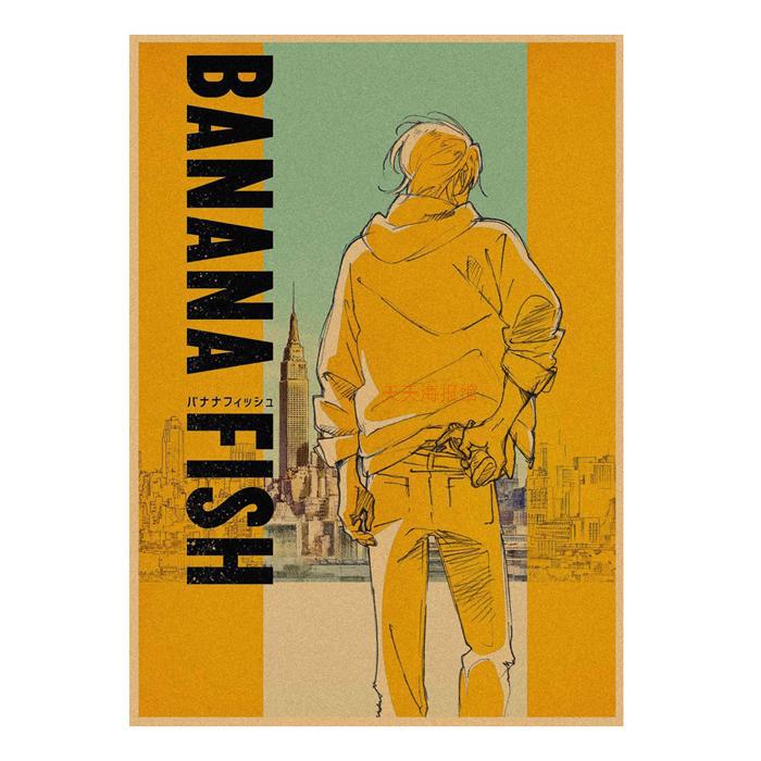 Retro Banana Fish Anime Kraftpapier Poster Wandkunst Wandbild