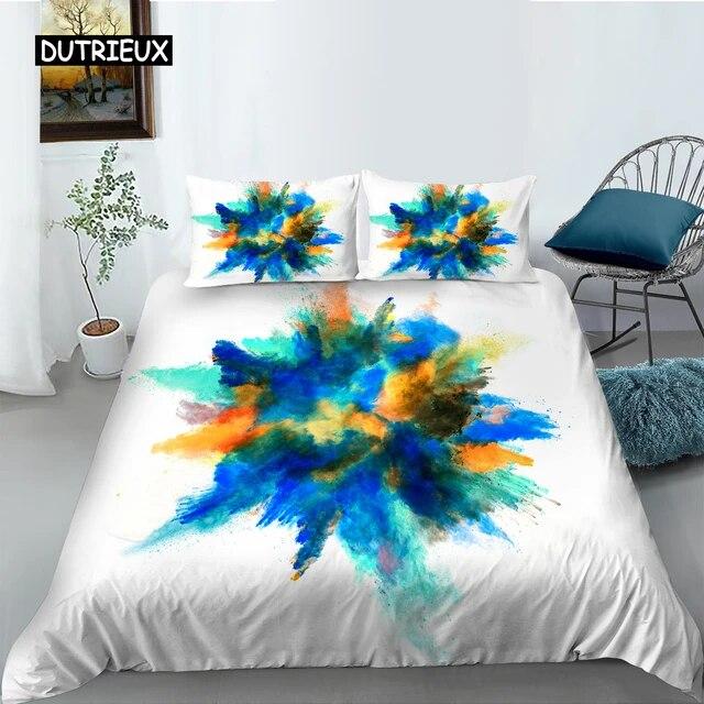 Σετ κρεβατοκάμαρας 3D Tie Dye King Queen Σετ κρεβατοκάμαρας σε στυλ Splash Ink για παιδιά Έφηβοι Ενήλικες Σετ τριών τεμαχίων Παπλωματοθήκη από πολυεστέρα μοντέρνας τέχνης