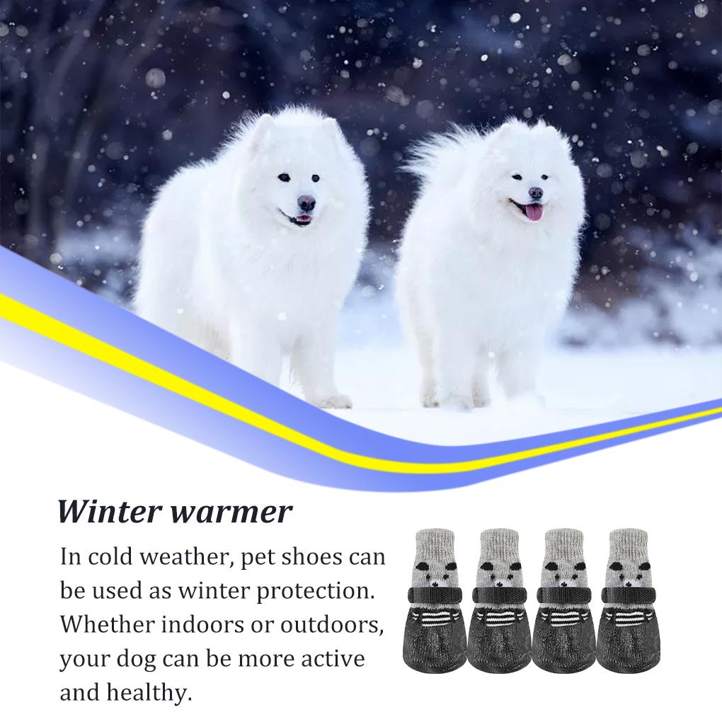 4 Stück Warme Haustierschuhe Niedliche Regen Schnee Stiefel Wasserdichte Anti-Rutsch Socken Set Pfotenschutz Strumpf Kleiner Hund Liebe Schwarz S