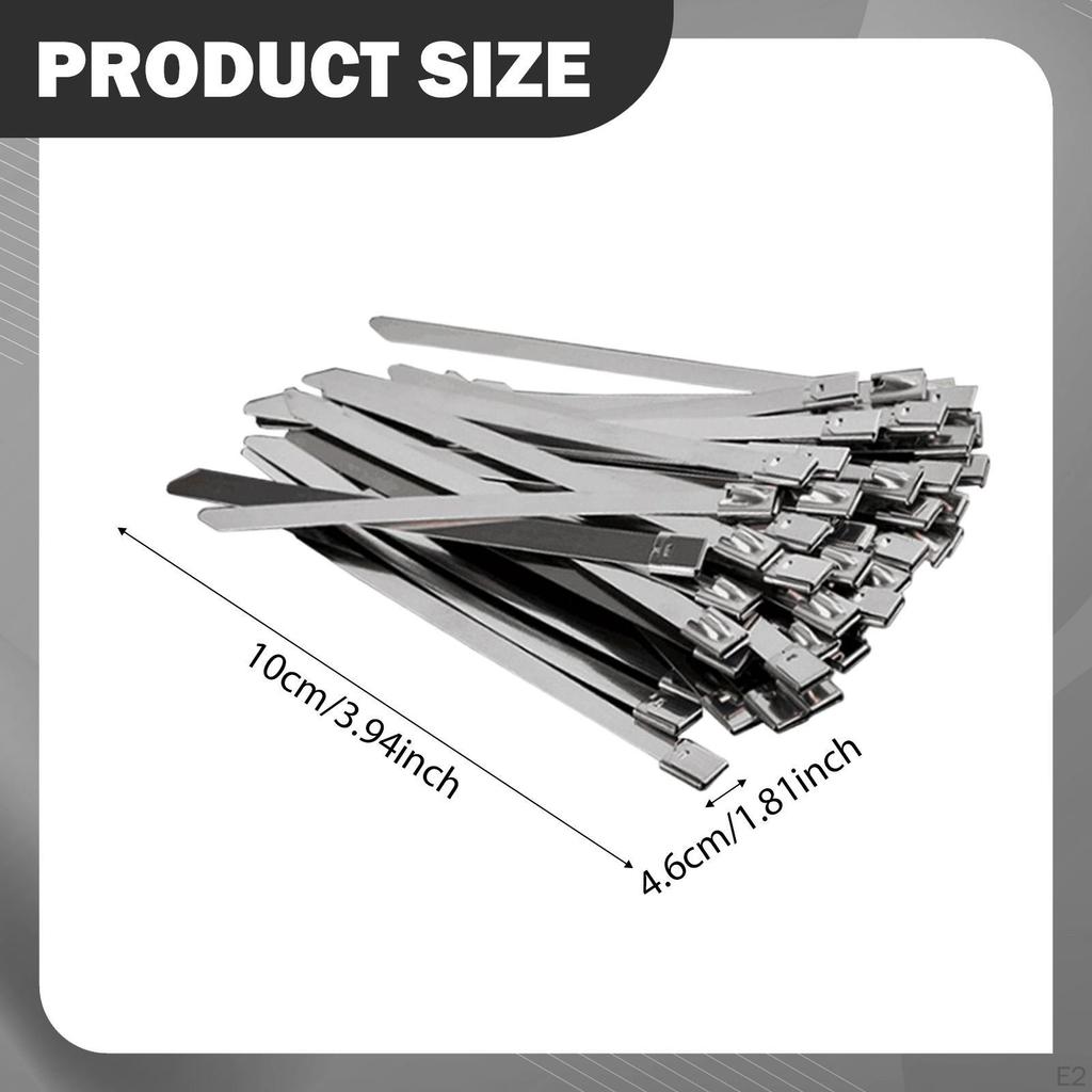 100 Pieces Metal Zip Ties Self Locking Easy Installation Fixed Fasteners Cable Binding Tools