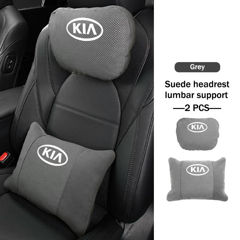 BBEI1 Car Styling Soft Suede Headrest Neck Support Seat Breathable Waist Pad Pillow Mat For KIA Cerato Proceed Venga Stonic Picanto