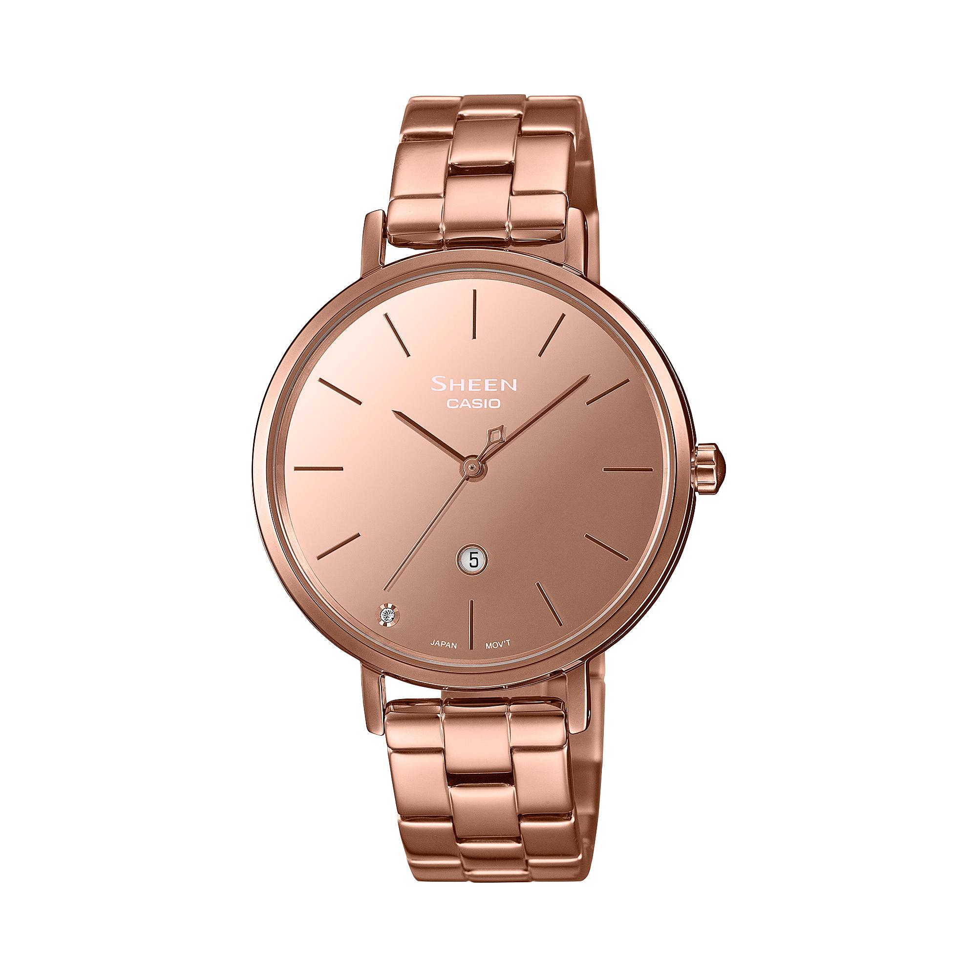 Casio Men s Stainless Steel 50M Water Resistant Analog Quartz Watch SHE-4544PG-4A красный