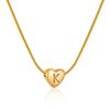 Plated Gold 18k Stainless Steel Heartshaped Alphabet Pendant Necklace For Women Fashionable And Versatile Snake Bone Lett Chain