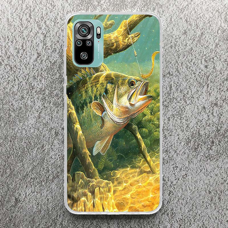 Carp Fish Fishing Rod Hook Print Soft Case for Xiaomi Redmi Note 14 13 12S 11S Phone Shell 10 Pro Plus 11E 11T 12 11 10S 5G Cove