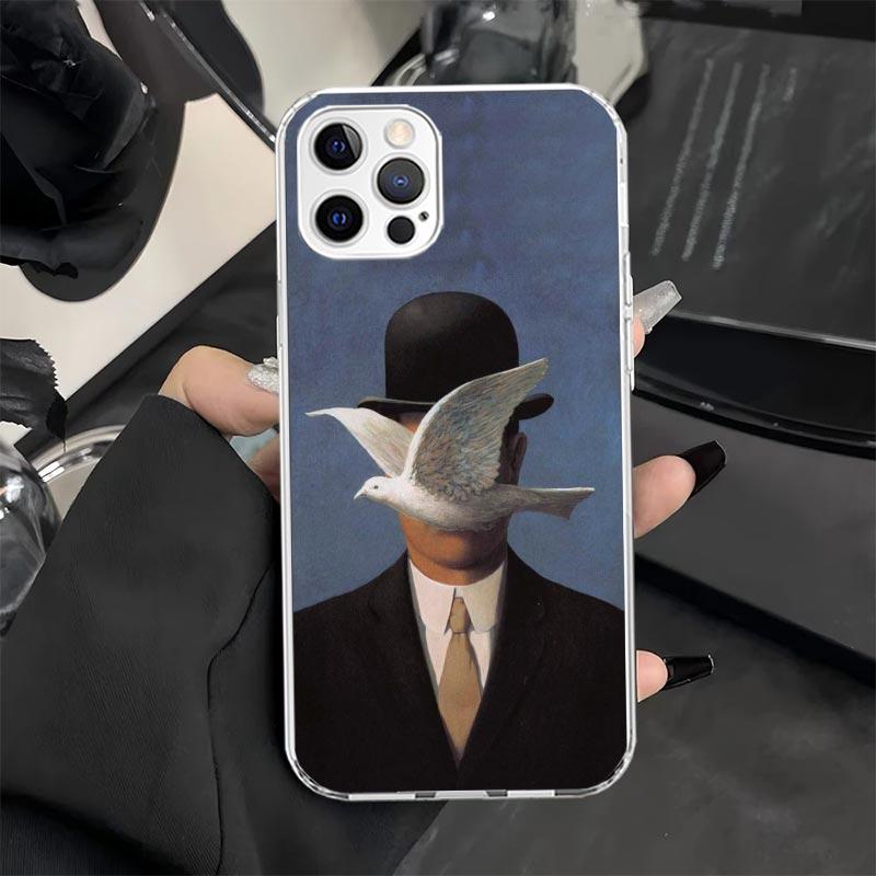 Rene Magritte Art Phone Case for iPhone 11 12 13 Mini 14 15 Plus 16 Pro Max 17 Air 16E 7 8 SE 17ProMax Soft Fundas Cover 11 12 1