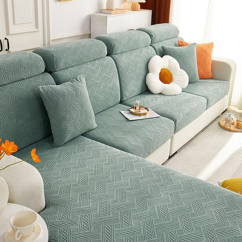 Sofa Cover Non-Slip Anti-Scratching Herringbone Pattern Full Covered Modern Minimalist Four Seasons Universal Sofa Seat Cover