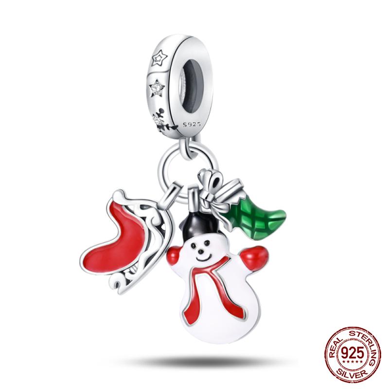 Kupfer Schneeflocke Weihnachtsbaum Skischuhe Perlen Markenarmband Exquisiter DIY Schmuck