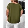 Women Plus Size Solid Cross Strap Short Sleeve T Shirt
