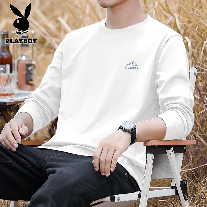 PLAYBOY Men's Pure Cotton Long Sleeve Round Neck T-shirt