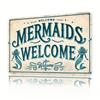 Vintage Mermaid Wall Art Teal White Weatherproof Metal Sign Kitchen Decor