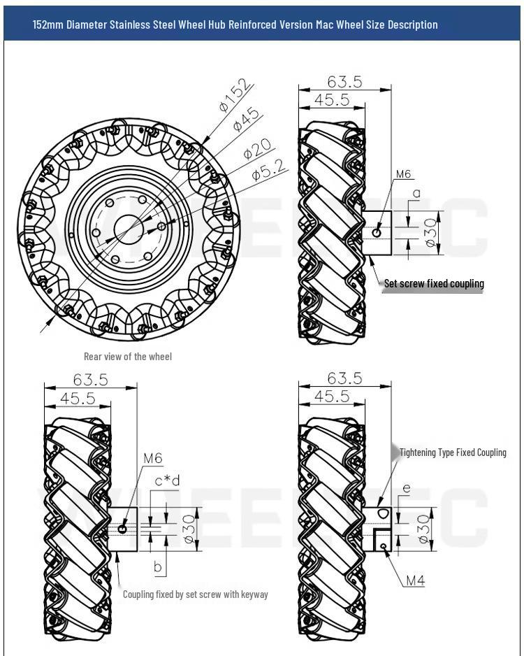 High-Quality 60mm Mecanum Wheel Set with Tight-Action Fixed Couplings - Ideal for DIY and Educational Projects