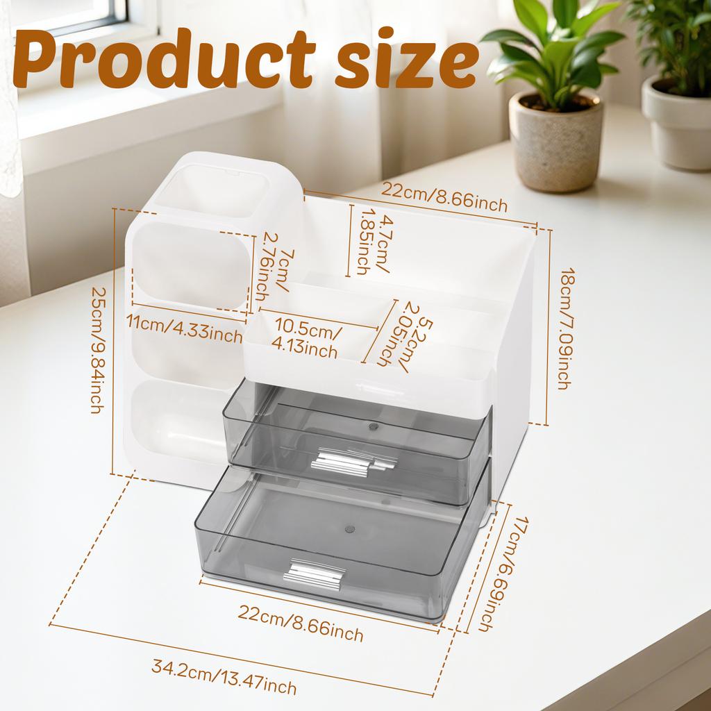 Schubladen-Kosmetik-Aufbewahrungsbox Kunststoff-Hautpflege-Display-Case Große Kapazität Schminktisch Schreibtisch-Organizer Halter Schreibwarenbox