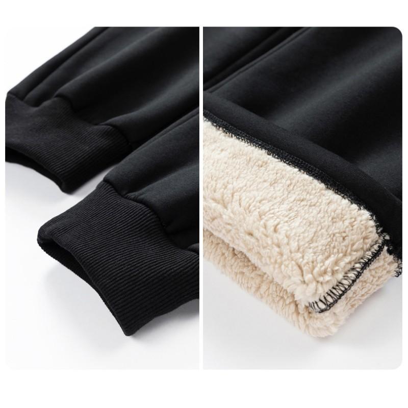 Men's Autumn and Winter with Cashmere Thickened Warm Lamb Cashmere Sports Two-piece Hooded Cardigan Sweatshirt Trousers New Suit