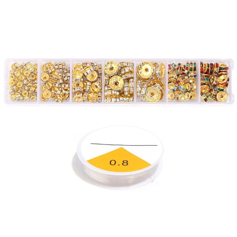 Rhinestones Rondelle Spacer Beads Delicate Rondelle Beads with Sparkling Crystals for Elegant Jewelry Creations