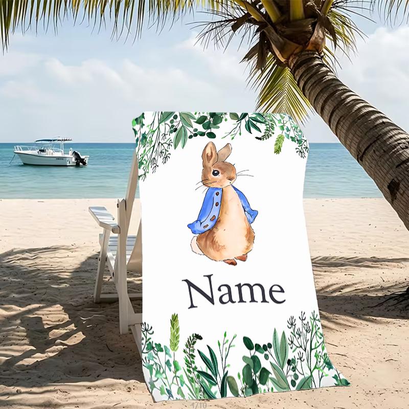 Customizable personalized beach towels Peter Rabbit themed designs.Suitable for the beach, yoga, sports;ideal as beach accessories