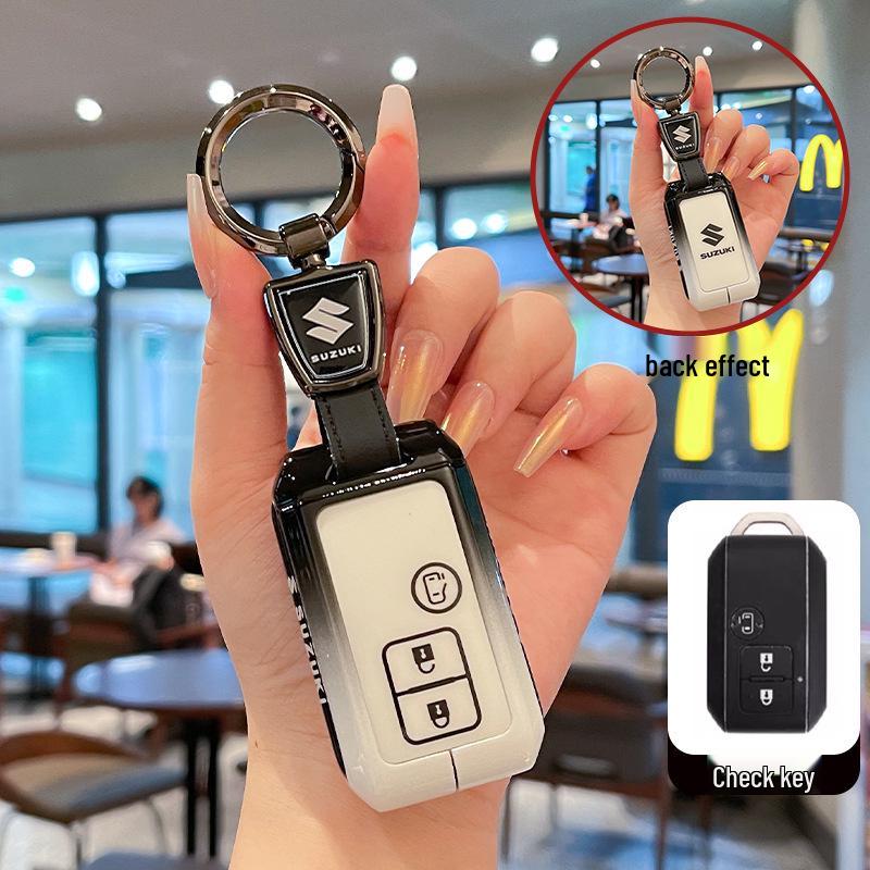 Metal Leather Keychain Shell for Suzuki Hustler, XL7, Solio, Mini Cars