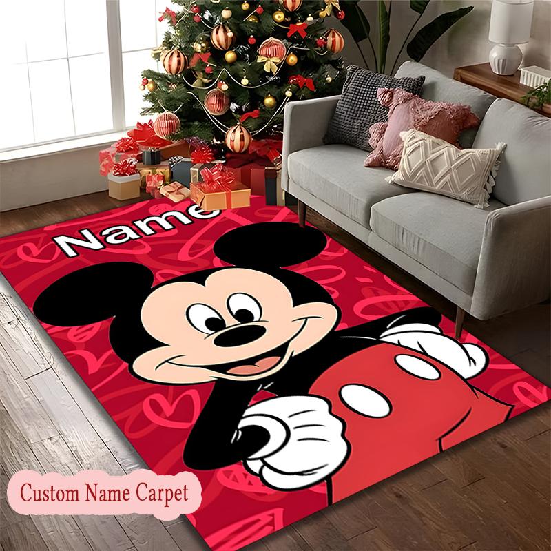 Custom Name Love Magic Minnie Heartfelt Rug Ideal for RV, Terrace, Backyard, Picnic Essentials, Slip-resistant Home Carpet