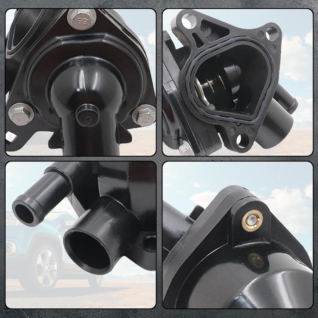 SecosAutoparts Coolant Thermostat Housing, Fit For Honda Civic 2002-2005 2.0L, CR-V 2002-2006 2.4L, Fit For Acura RSX 2002-2006 2.0L L4, Replace#