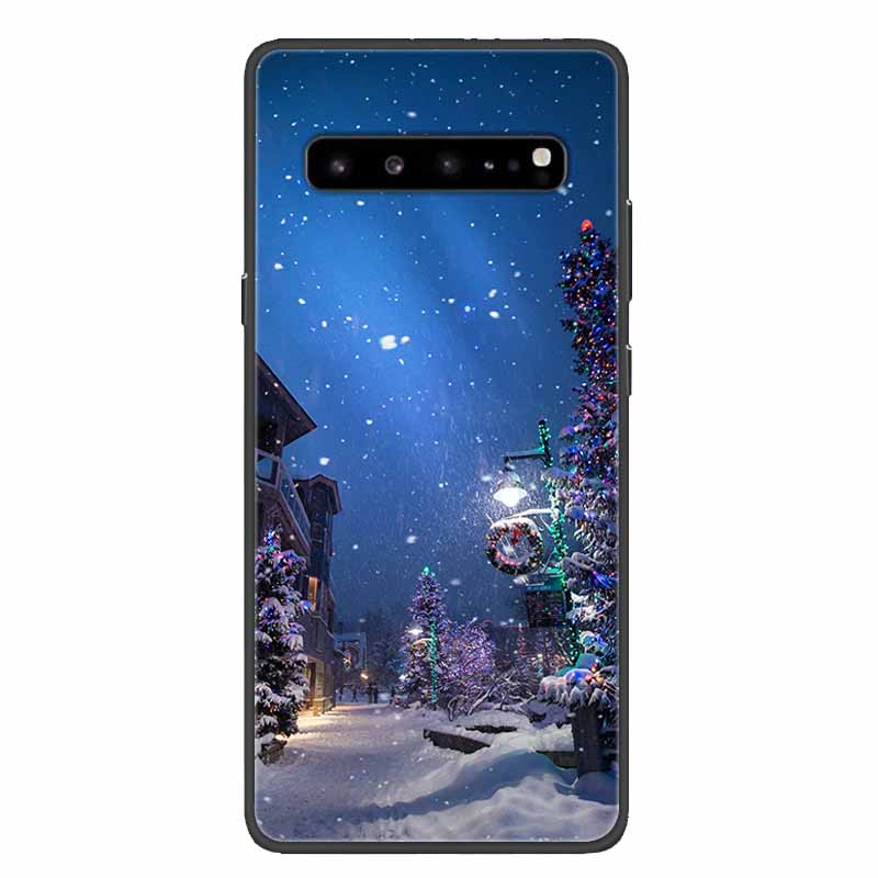 Christmas Phone Cases For Samsung Galaxy S10 /Galaxy S10e /Galaxy S10 Plus Case Black Silicone Soft Santa Claus TPU Bumper Funda