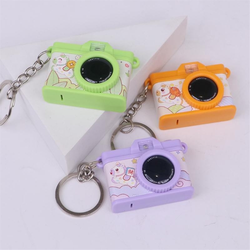 Horse Year Mini Camera Keychain Cartoon Design Lightweight Plastic Key Ring Ornament For Bag Decoration Gift