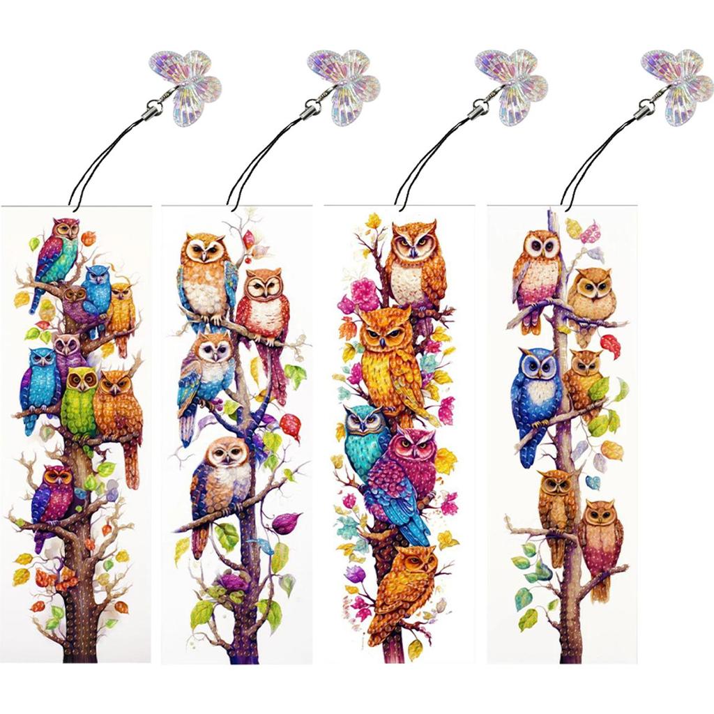4Pcs Special Shape Owl 5D DIY Diamond Painting Bookmark DIY Bookmarks Diamond Painting Kits Diamond Painting Bookmark Making Kit
