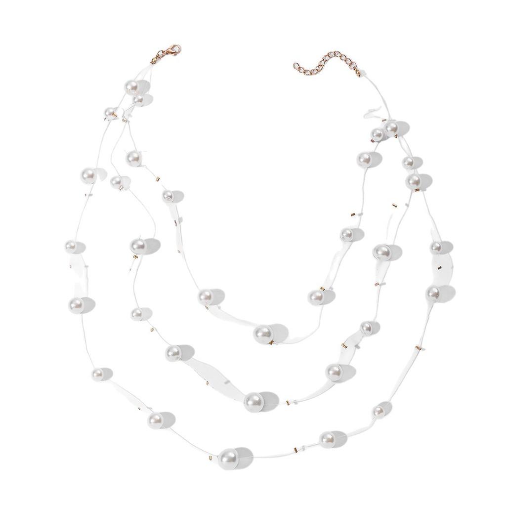 Modern Elegant Multi Layer Pearl Necklace For Women With Geometric Pendant And Style
