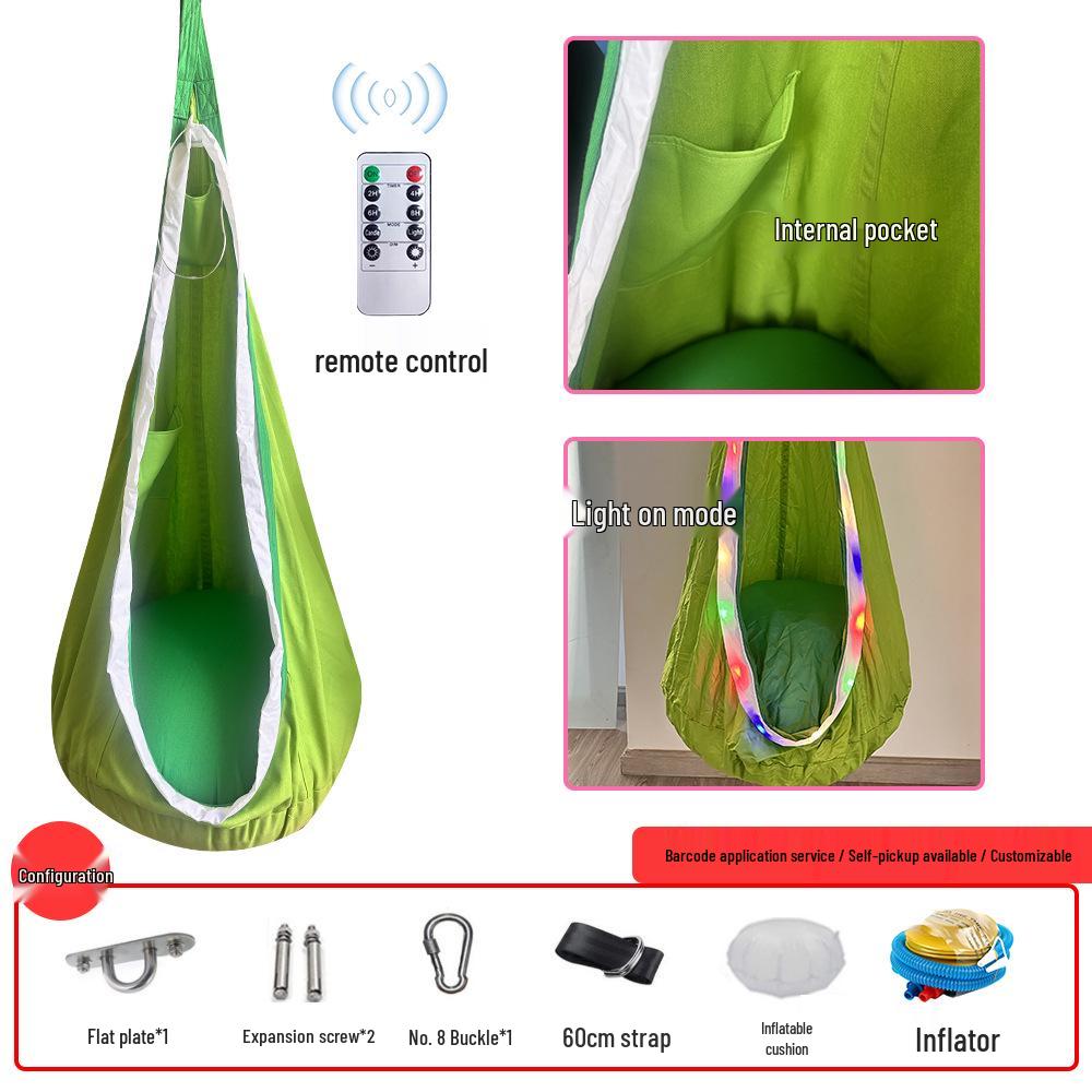 LED-Lit Portable Hanging Chair for Kids – Indoor/Outdoor Creative Nylon Swing