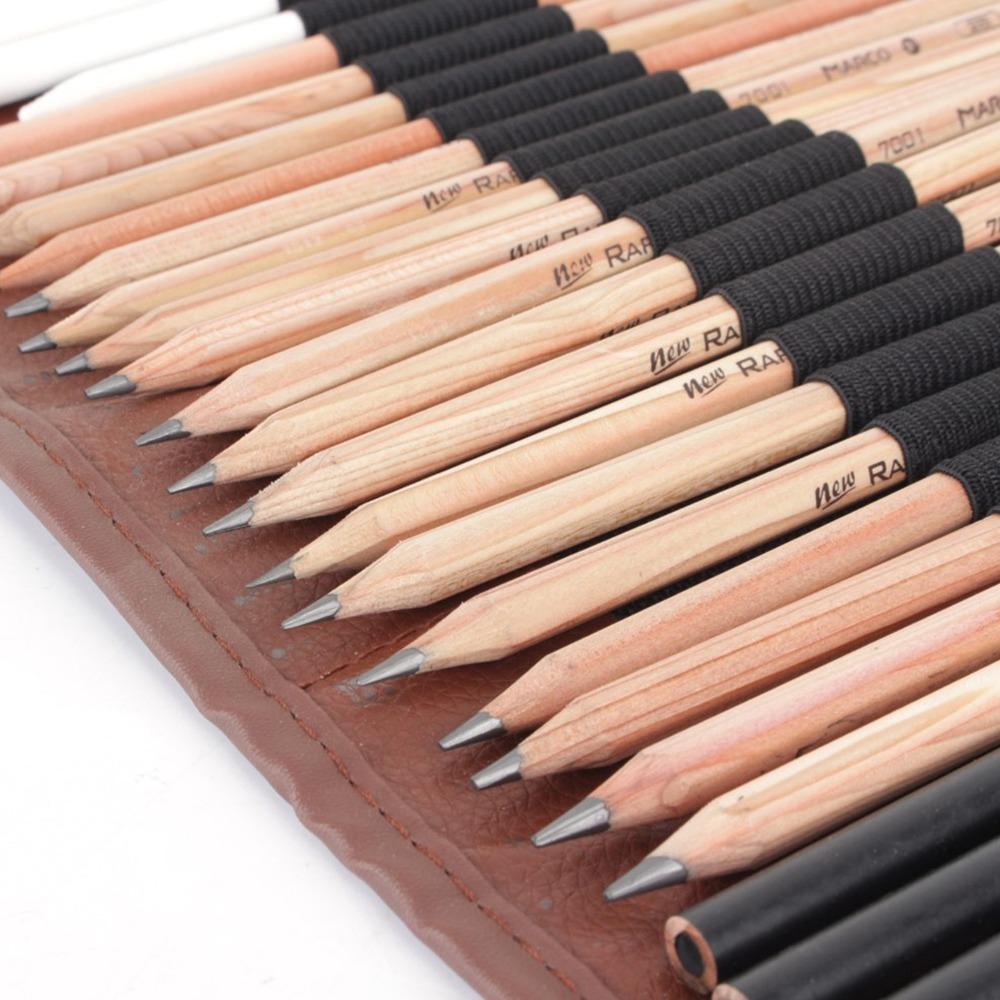 29PCS Portable Sketch Pencil Set Easy To Erase Easy To Sharpen Drawing Pencil Comfortable Grip Smooth Writing Painting Pencil