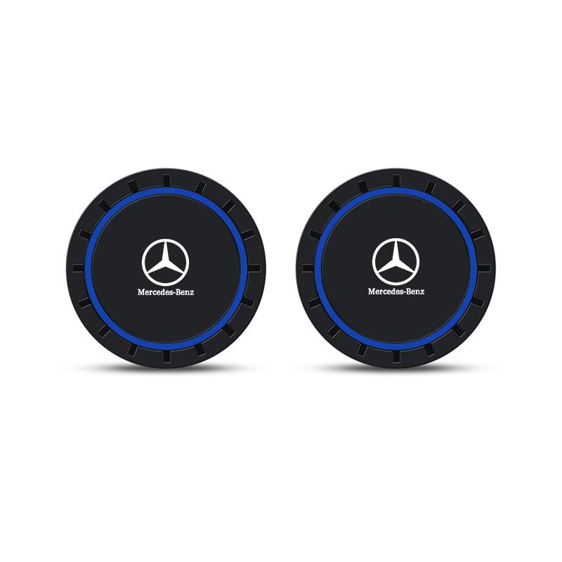 2Pcs Car Styling Coaster Waterproof PVC Non-Slip Mat Water Cup Pad Decorate Accessories For Mercedes Benz W211 W203 W204 W210 KR9
