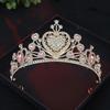 Huvudprydnader Kristall Brudtiara Krona Flerfärgad Bröllopshår Tiara Fantastiska Accessoarer