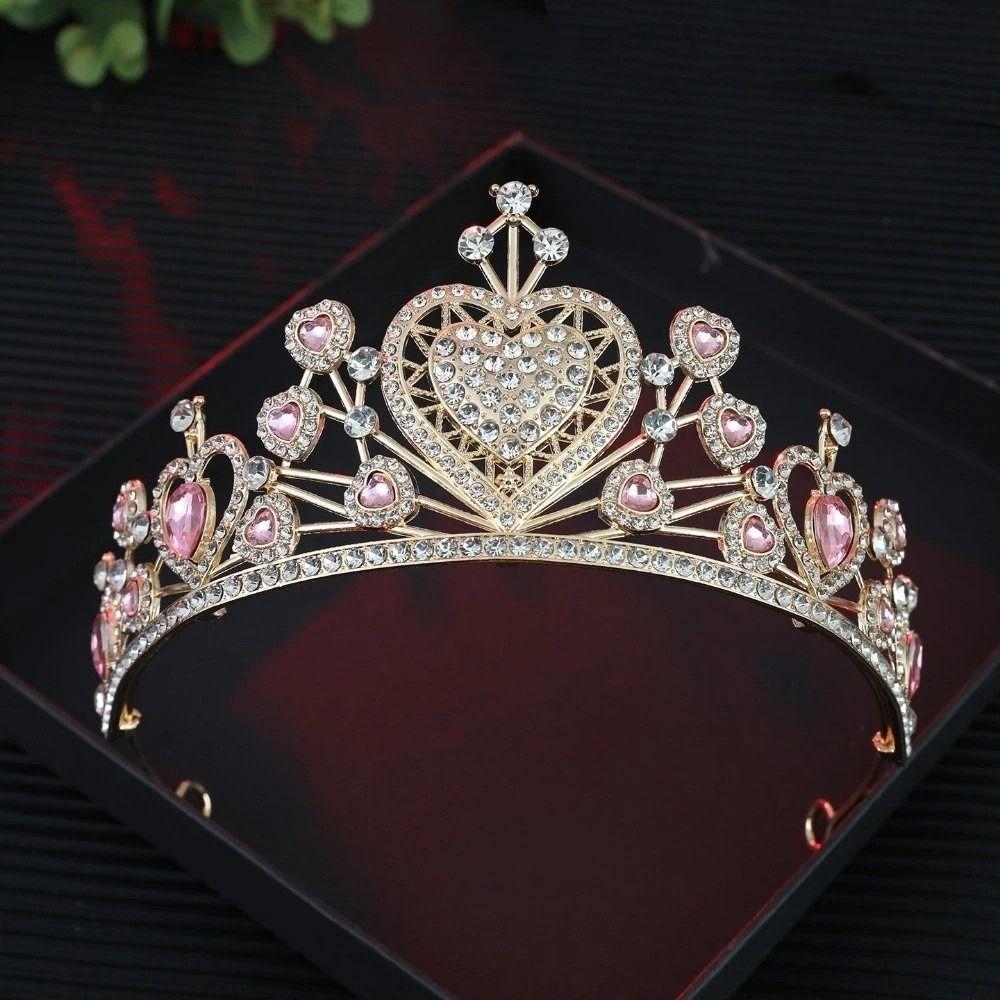 Huvudprydnader Kristall Brudtiara Krona Flerfärgad Bröllopshår Tiara Fantastiska Accessoarer