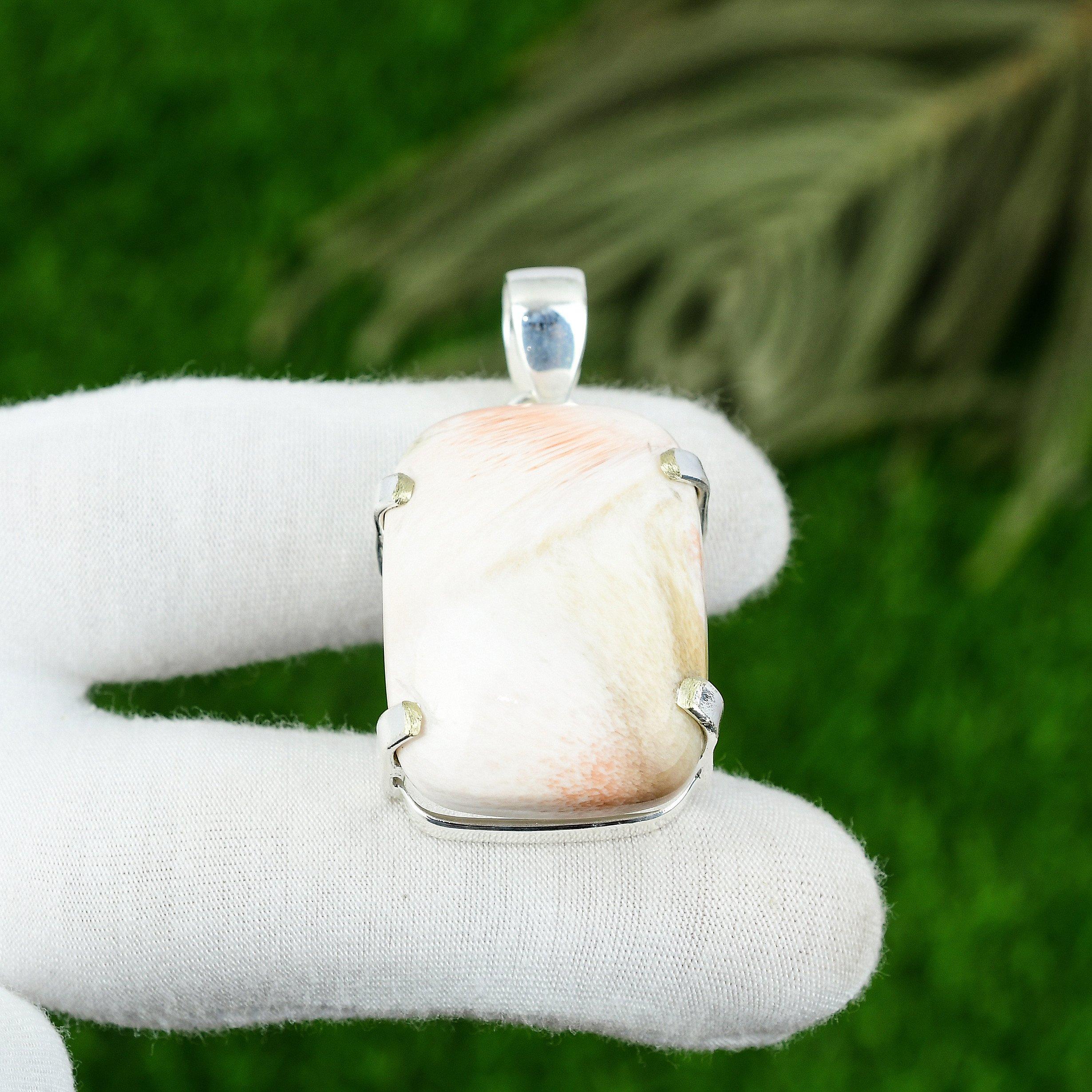 

Womens day Deal 925 Silver Radiant Scolecite Gemstone Mother Wedding New Pendant