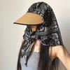 Summer Seaside Vacation Style Straw Sun Hat with Ice Silk Headscarf, Versatile Sun Protection Hat with Neck Protection, Integrated Headscarf and