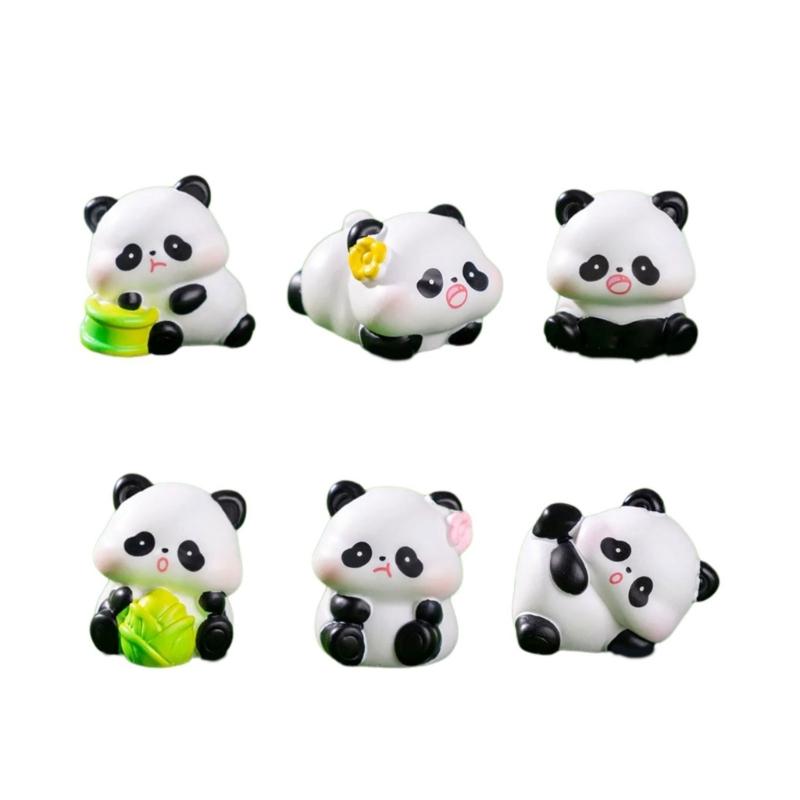 Pandas Figurines Mini Pandas Decors Waterproof Toy Playsets Miniature Doll Garden Figurines Cake Toppers Parties Favor
