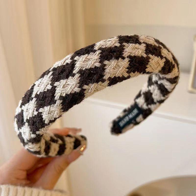 French Retro High Crown Wide-Brimmed Plush Headband for Face Washing and Outings