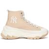 New MLB Chunky High Anti Slip Wear Resistant High Top Canvas Shoes Unisex Beige 3ASHU4216-50BGS