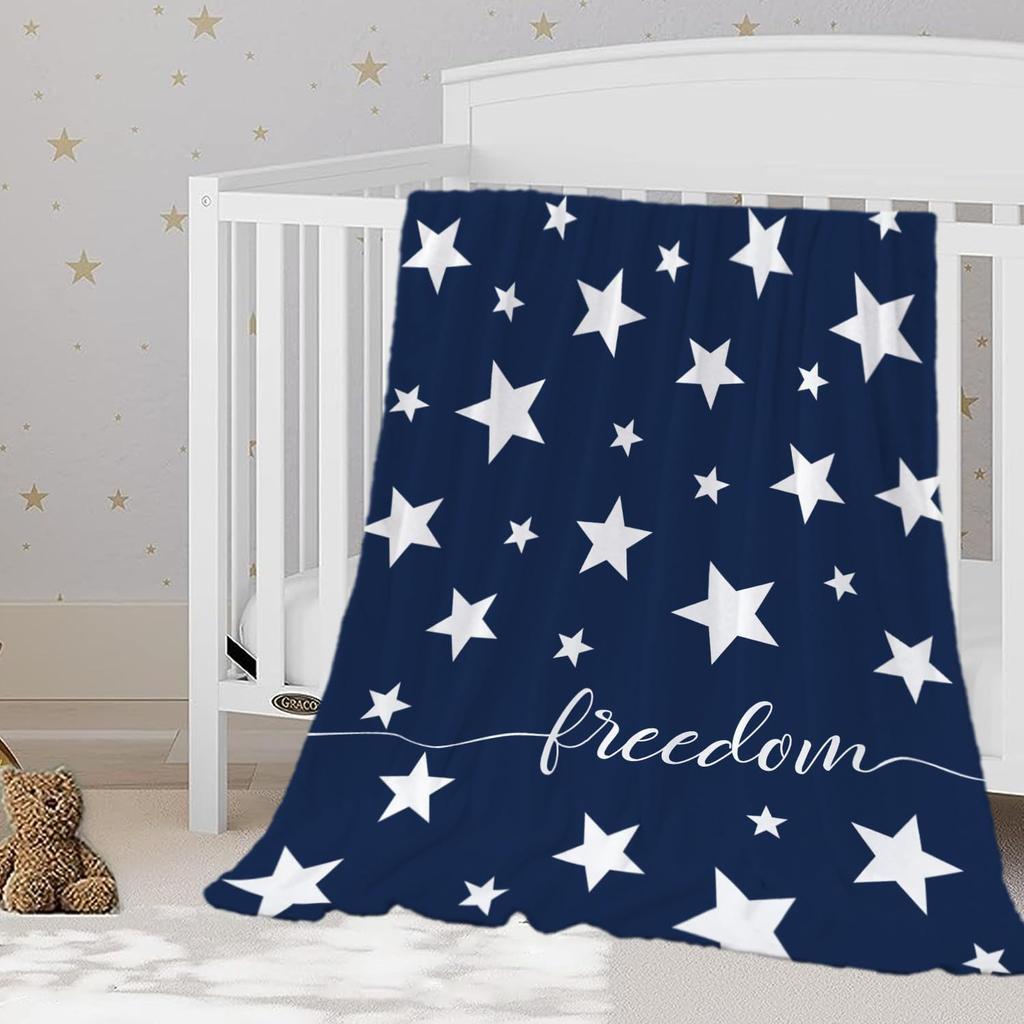 Independence Day design digital-printed polyester Bedroom velvet flannel cover blanket Fleece soft sofa cover blankets for beds