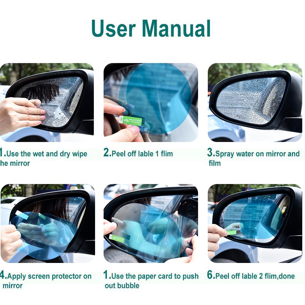 2 Stück Auto Rückspiegel Wasserdichte Folie Antibeschlag Regendicht Aufkleber Seitenscheibe Glasfolie Auto Wasserdicht Regenentferner Aufkleber