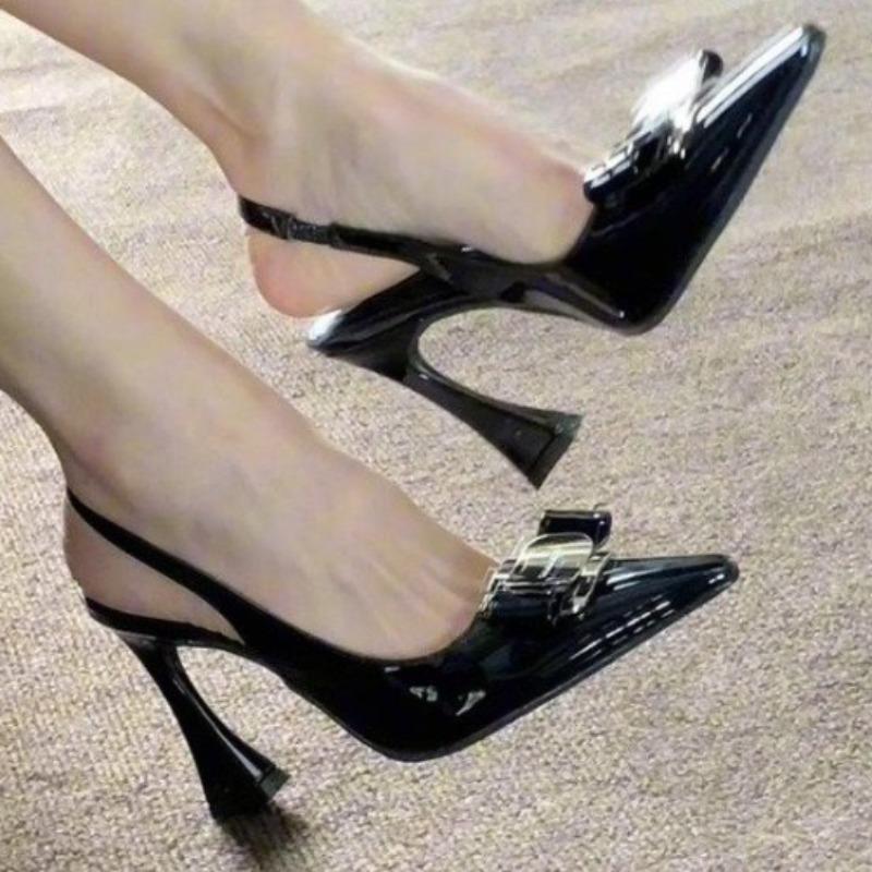 

Модная женская обувь с острым носком, нишевая, модный новый стиль, женский высокий каблук, универсальные простые одинарные туфли, трендовые темпераментные женские сандалии 35