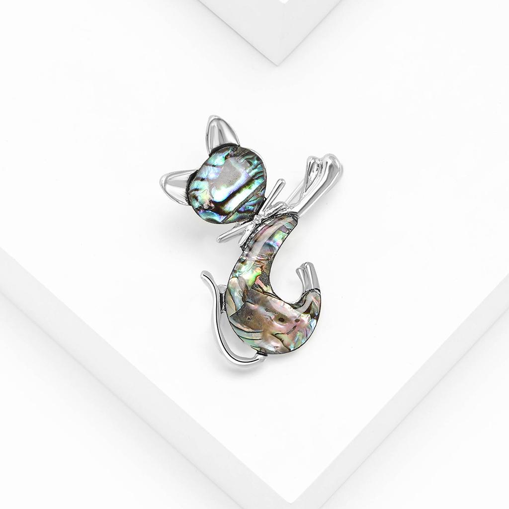 Creative High-End Shell Cat Brooch Jewelry, Fashionable Personalized Alloy Pin Brooch